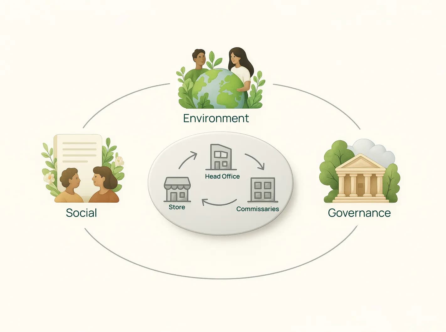 Leadership team reviewing decisions through a sustainability lens